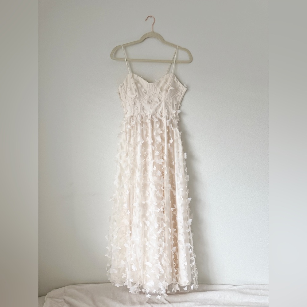 🤍 Thirty/Thirty Butterfly Cream White Lace Up Maxi Dress NWOT